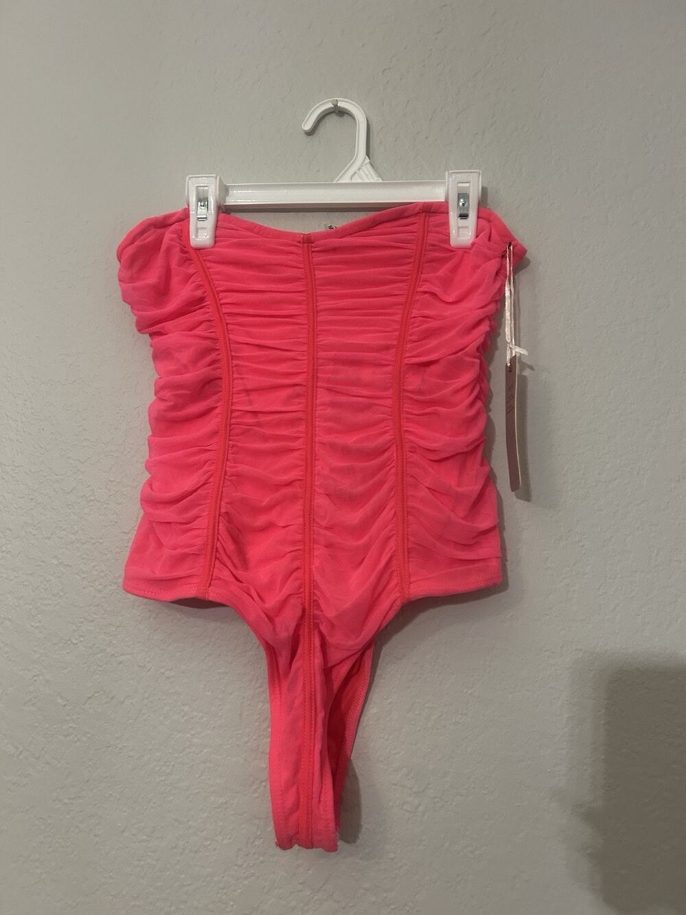Iris Women’s Pink Ruched One-Piece Bodysuit Mild Compression Stretch Size M